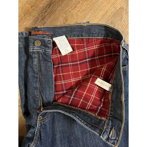 EDDIE BAUER Flannel Lined Jeans Men's Size 40X30 Blue Straight Leg Relaxed Fit - Picture 3 of 16